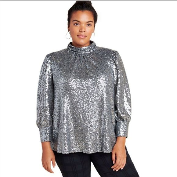 Anthropologie Tops - Anthropologie Luna Sequined Long Sleeve Blouse 3X